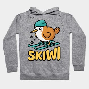 Skiwi! Cute skiing Kiwi Bird Pun Hoodie